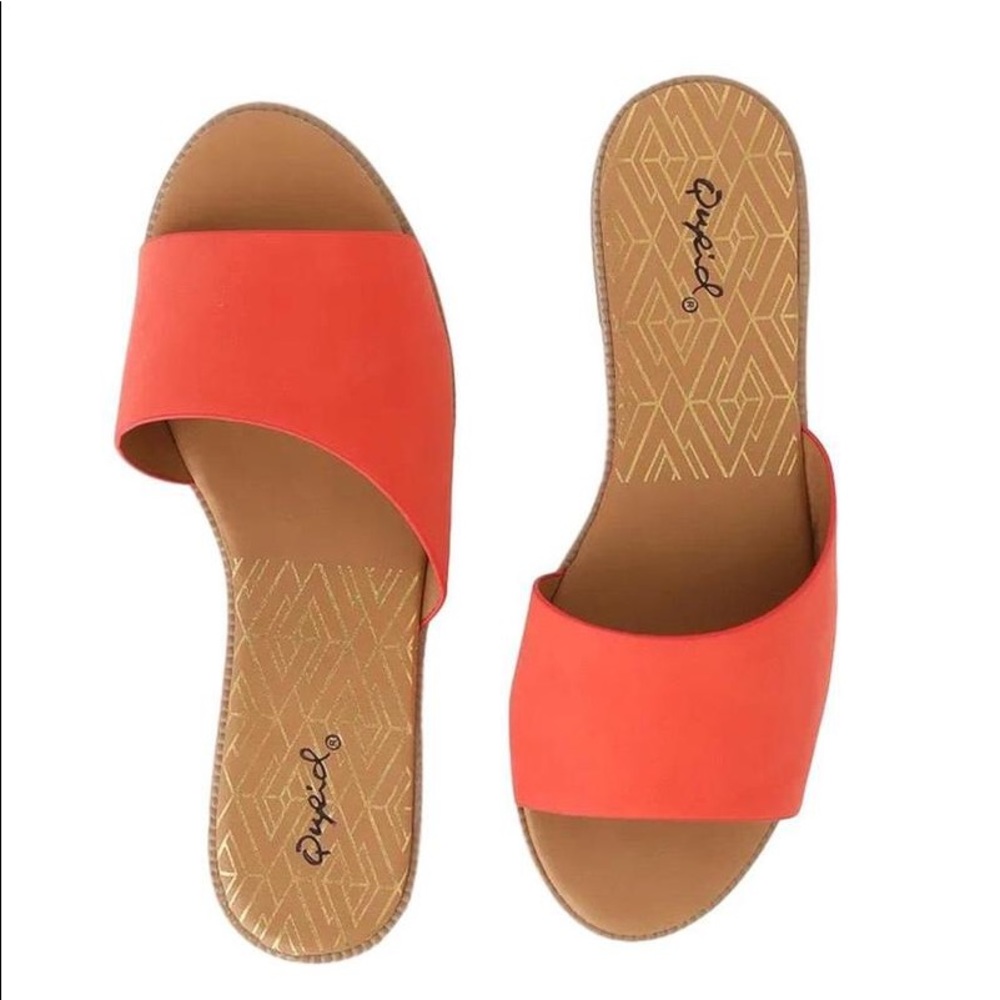 Coral Asymmetrical Slide Sandals